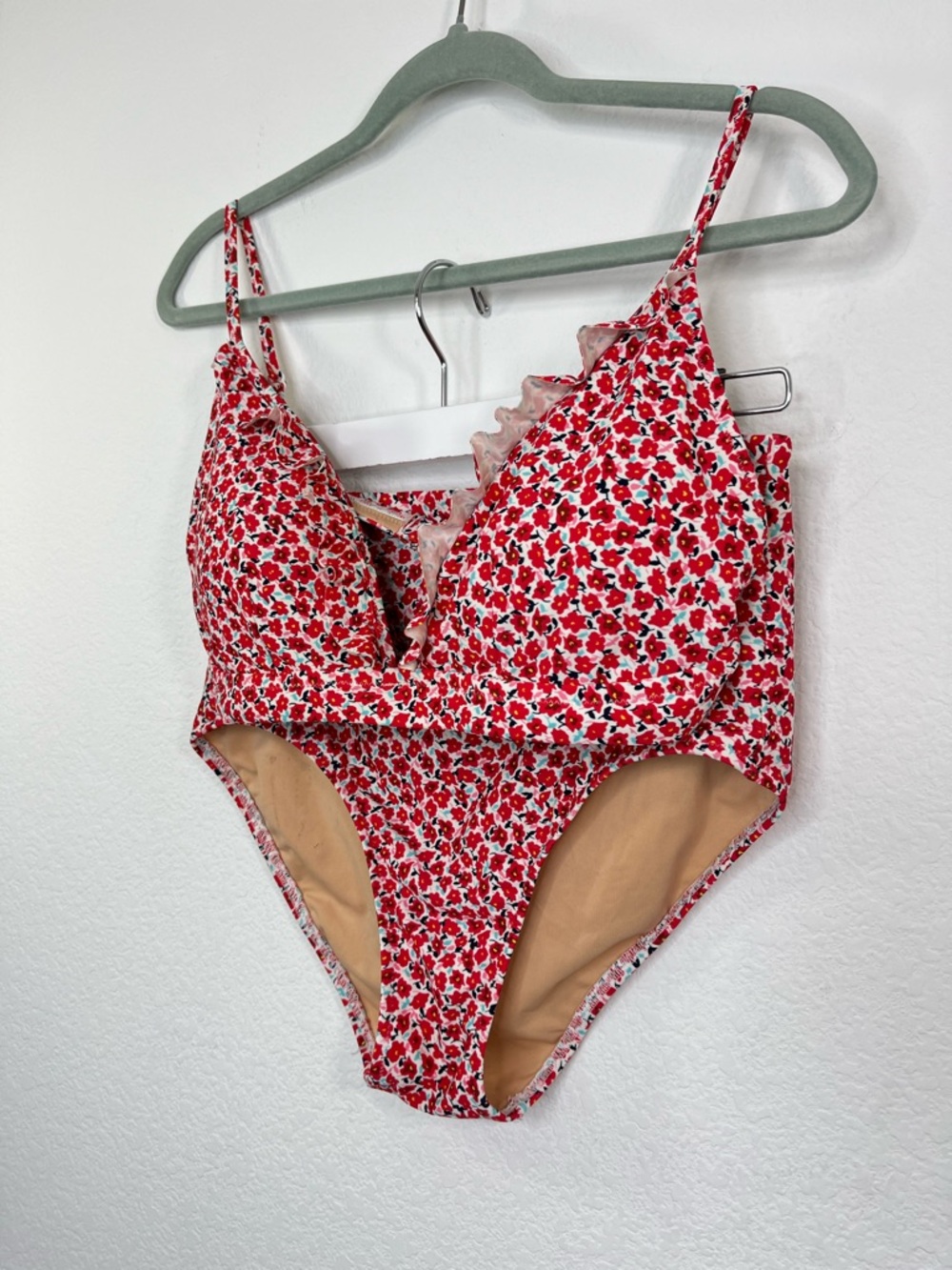 J.Crew Factory Ruffle french bikini 2pc set Mini floral print size Large - Picture 2 of 13